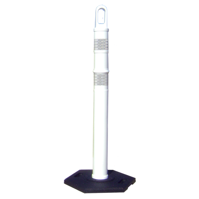 #46133-TRW12-HIP — 42” White Looper Tube Delineator with (2) 3” Solid White High Intensity Prismatic Reflective Bands and 12lb. Recycled Rubber Base from TrafFix Devices, Inc.